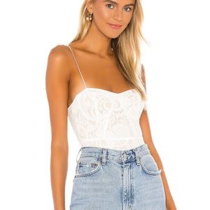 Superdown White Lace Bodysuit